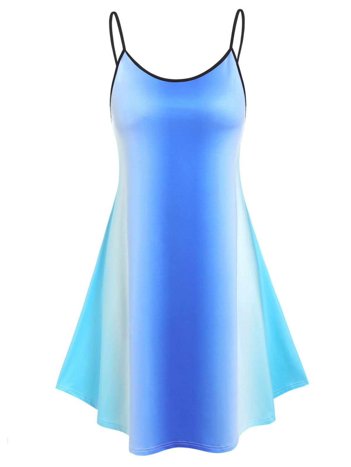 Plus Size Ombre Color Cami Dress - BLUE L