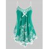 Plus Size Flower Butterfly Printed Cami Tank Top - DEEP GREEN L