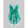 Débardeur à Bretelle à Imprimé Papillon et Fleur de Grande Taille - Vert profond 1X