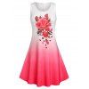 Robe D'été de Grande Taille à Imprimé Rose Couleur Ombre - Rouge 4X