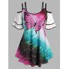 T-shirt à Imprimé Papillon Grande Taille - Rose clair L