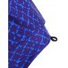 Cinched Side Floral Dotted Checked Tankini Swimwear - DEEP BLUE S