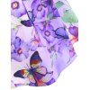 Robe Évasée en Ligne A à Deux Bretelles Motif Papillons et Fleurs de Vacance - Violet clair M