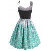 Corset Style Summer Ditsy Floral Print Sundress Lace Up Cami Fit and Flare Dress - multicolor L