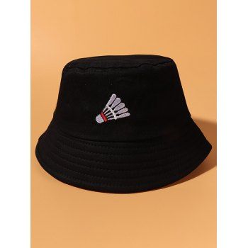 

Badminton Embroidery Cotton Bucket Hat, Black