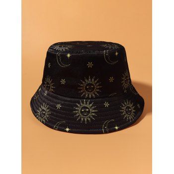 

Sun Moon Star Print Bucket Hat, Black