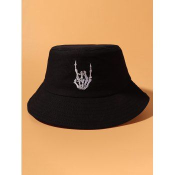 

Finger Skeleton Embroidery Bucket Hat, Black