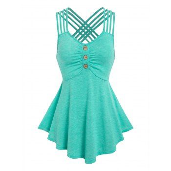 

Crisscross Strappy Ruched Tank Top, Light green