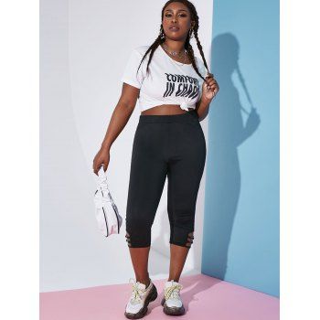 Plus Size Chain Embellished Cutout Crop Leggings