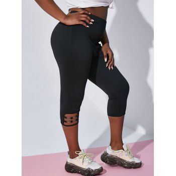 

Plus Size Chain Embellished Cutout Crop Leggings, Black