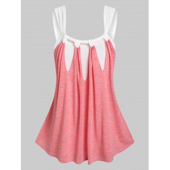 

Contrast Heathered Tank Top, Light pink