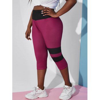 

Plus Size Striped Two Tone Capri Leggings, Multicolor