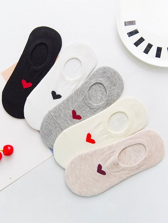 5 Paires Chaussettes Antidérapantes avec Cœur - multicolor A 