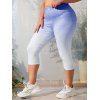 Legging Corsaire à Imprimé 3D Ombré de Grande Taille - Bleu 3X