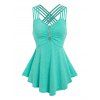 Débardeur Jupé à Bretelle Croisée à Volants Style Corset à Ourlet Froncé - Vert clair L