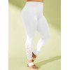 Legging Panneau Applique Fleur à Coupe Haute de Grande Taille - Blanc 4X