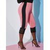 Plus Size Colorblock Lace Panel Capri Leggings - LIGHT PINK 5X