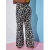 Plus Size Daisy Floral Wide Leg Bell Pants - BLACK 3X