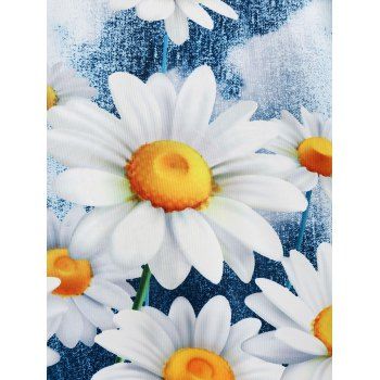 Plus Size Sunflower Print Midi Skirt
