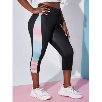 

Plus Size Pastel Color Cropped Leggings, Black