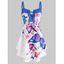 Vacation Butterfly Floral Lace Up Skirted Long Tank Top - multicolor XXXL