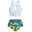 Maillot de Bain Bikini Croisé Rayé Noué Gainant à Imprimé Tournesol - Vert 2XL