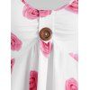 Sleeveless O-ring Rose Flower Print Sundress - LIGHT PINK M
