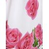 Sleeveless O-ring Rose Flower Print Sundress - LIGHT PINK M