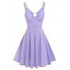 O Ring Chains Strap Fit and Flare Dress - LIGHT PURPLE XXXL