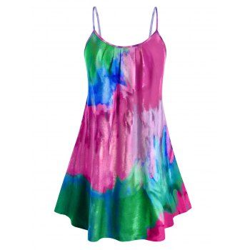 

Plus Size Tie Dye Long Tunic Tank Top, Light pink