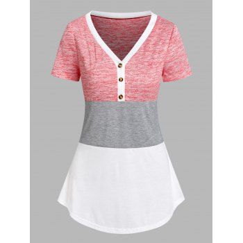

Colorblock Quarter Button T Shirt, Multicolor