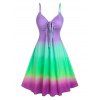 Robe D'Eté Sanglée en Couleur D'Arc-en-ciel Ombrée en Ligne A - Violet clair XL