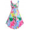Robe Mi-Longue Teintée Croisée Plongeante de Grande Taille - multicolor 2X