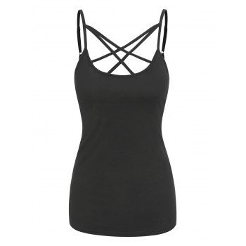 

Strappy Criss-cross Plain Cami Top, Black