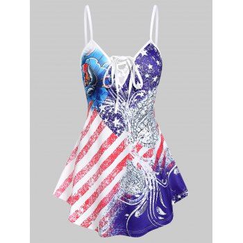 

Star And Striped Flower Print Cami Tank Top, White