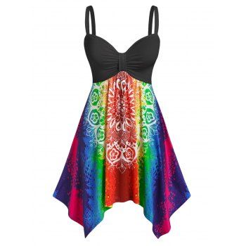 

Plus Size Bohemian Print Handkerchief Dress, Black