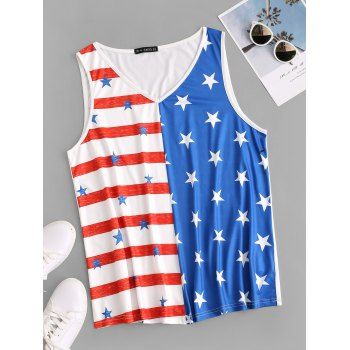 

Plus Size V Neck American Flag Sleeveless T-shirt, White