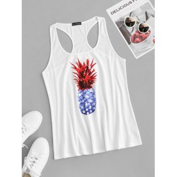 

Plus Size Pineapple Print Racerback Tank Top, White