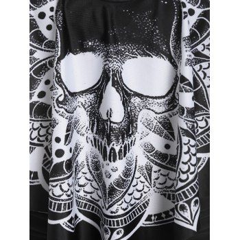 Buy Gothic Swimsuit Skull Flower Print Crisscross Tummy Control Tankini Swimwear. Picture