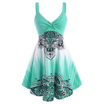 

Twisted Dip Dye Bohemian Flower Dress, Green