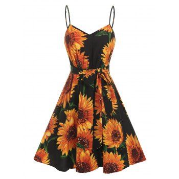 

Sunflower A Line Belted Cami Sundress, Black