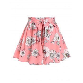 

Plus Size Boho Floral Print Wide Leg Shorts, Light pink