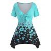 T-shirt Mouchoir à Imprimé Papillon et Fleur à Manches Raglan - Vert L
