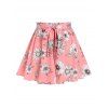 Short Bohémien Floral Imprimé de Grande Taille à Jambe Large - Rose clair 1X