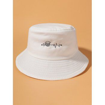 

Beer Electrocardiogram Embroidered Bucket Hat, White