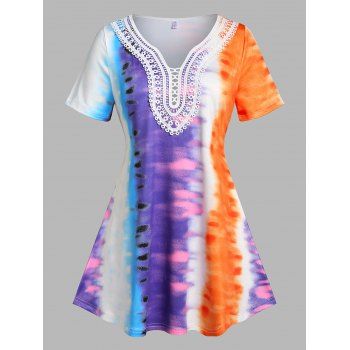 

Plus Size Tie Dye Applique Panel Tunic Tee, Multicolor