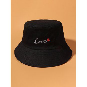 

Letter Heart Embroidered Bucket Hat, Black