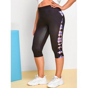 

Plus Size Argyle Print Crop Leggings, Black