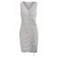 Robe Asymétrique Plissée à Col V - Gris Clair XXL