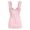 Button Detail Ruched Crossover Tank Top - LIGHT PINK XXL
